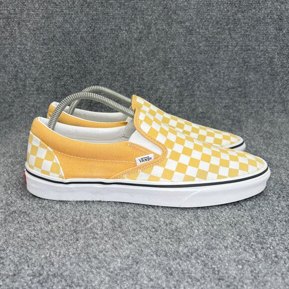 Vans Shoes Men's 11.5 Yellow Checkerboard Slip On Athletic Retro Skate Sneakers - Picture 1 of 11